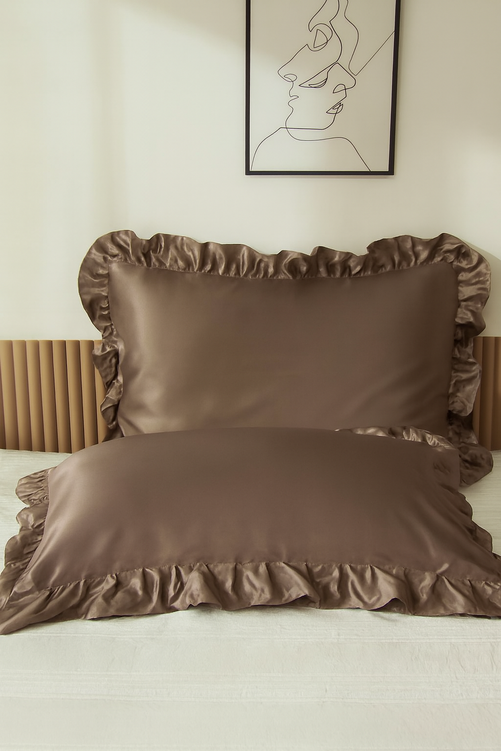 Ruffled Dreams- Luxury Taupe (Pillow Cover Only) (Pack of 2)